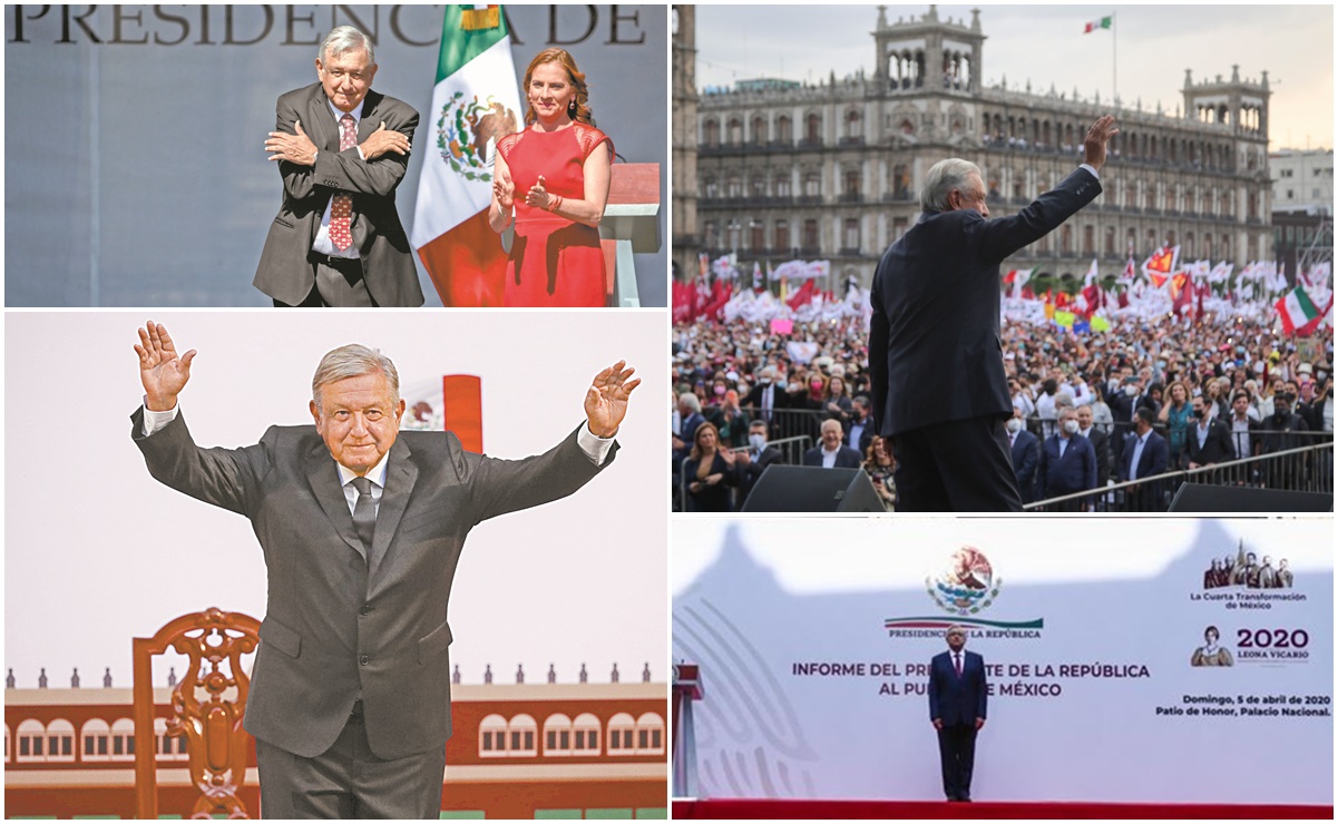 Los 13 informes de AMLO, desde un Zócalo abarrotado hasta en privado por la pandemia