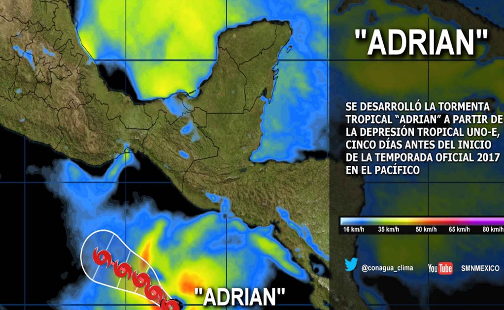 "Adrián", primera tormenta tropical del Pacífico, causará lluvias