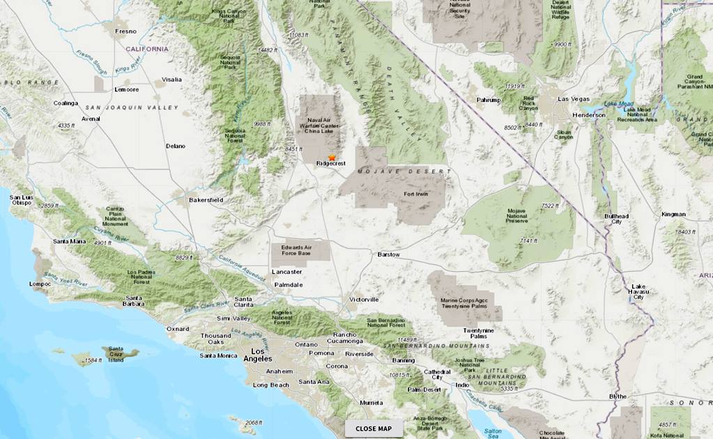 Se registra sismo de 6.4 de magnitud en California 