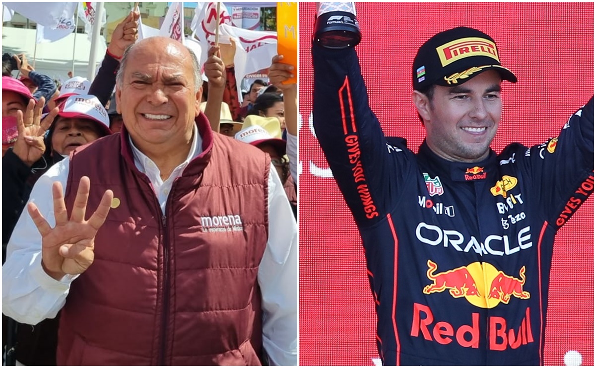 Aparece papá de Checo Pérez en mitin de Morena, mientras su hijo festeja logro en Fórmula 1