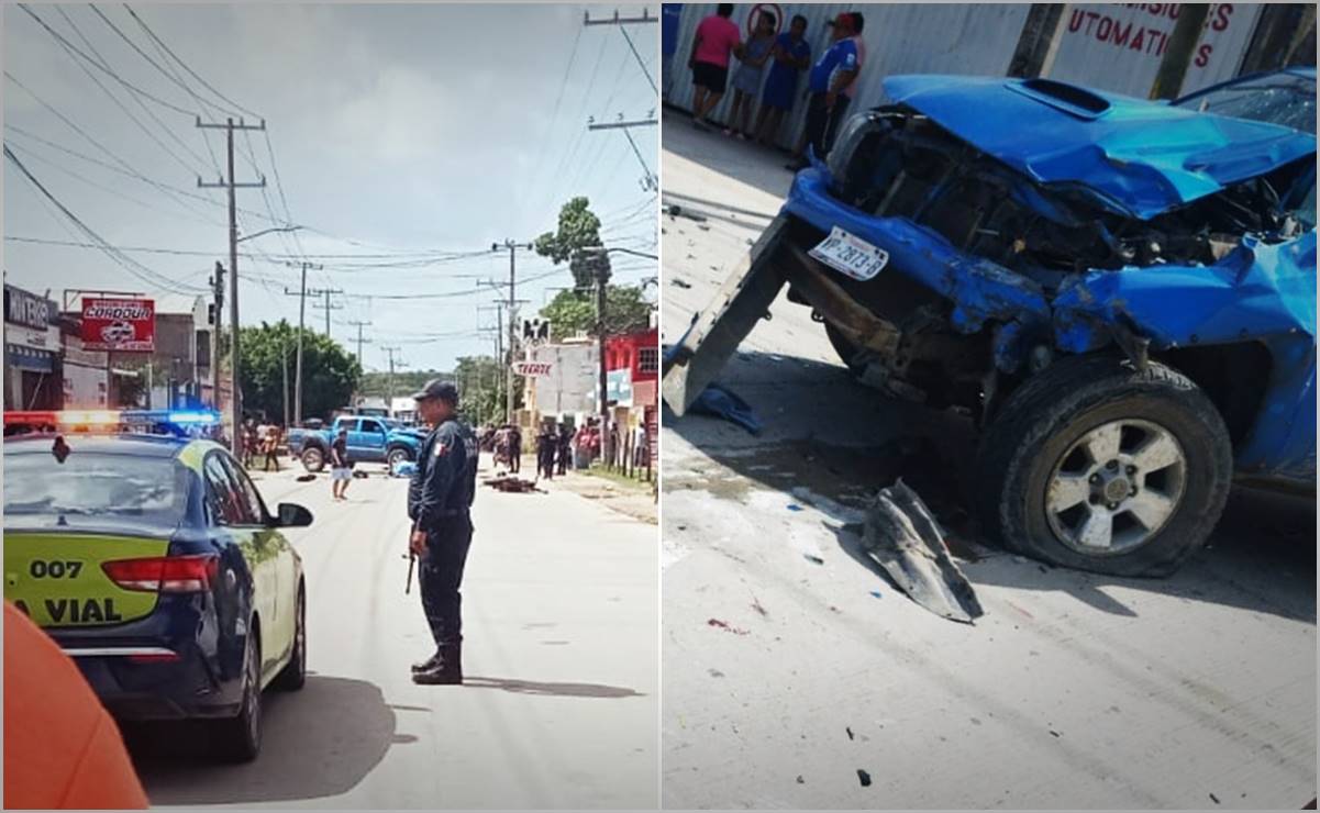 VIDEO: Motociclistas salen volando tras estrellarse de frente contra camioneta en Paraíso, Tabasco 