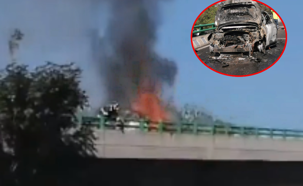 Incendio consume camioneta en segundo piso de Periférico Sur