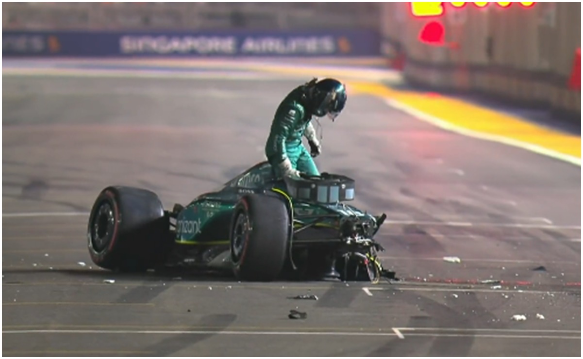 VIDEO: Lance Stroll sufre un terrible accidente en el GP de Singapur; su auto se rompió