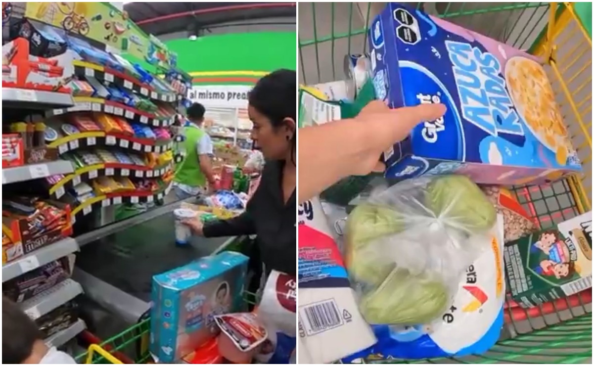 VIDEO: Familia presume despensa completa de mil pesos en Aurrera; los tunden en redes por comprar productos "baratos"