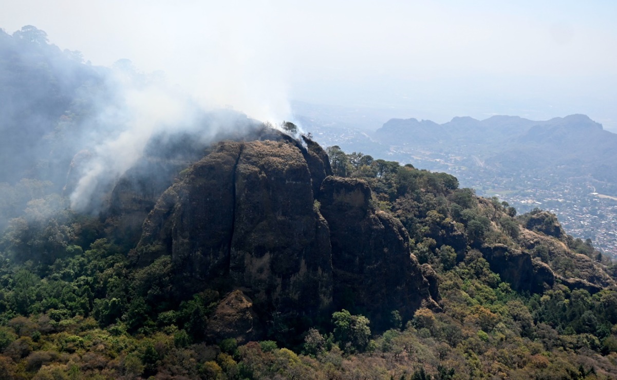 Incendio forestal afecta aproximadamente 95 hectáreas en cerro de Tepoztlán, Morelos