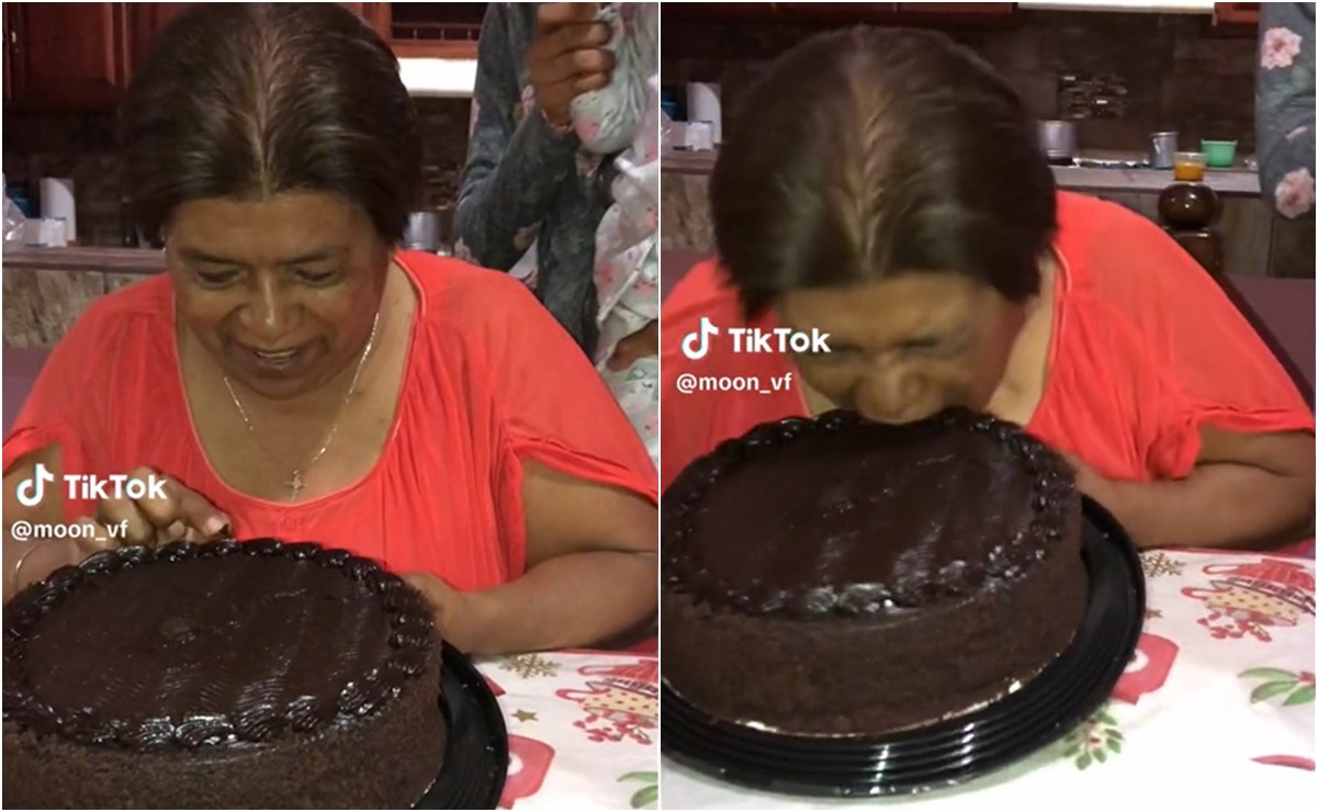 VIDEO: Abuelita tira dentadura al moder su pastel de cumpleaños y se viraliza en TikTok
