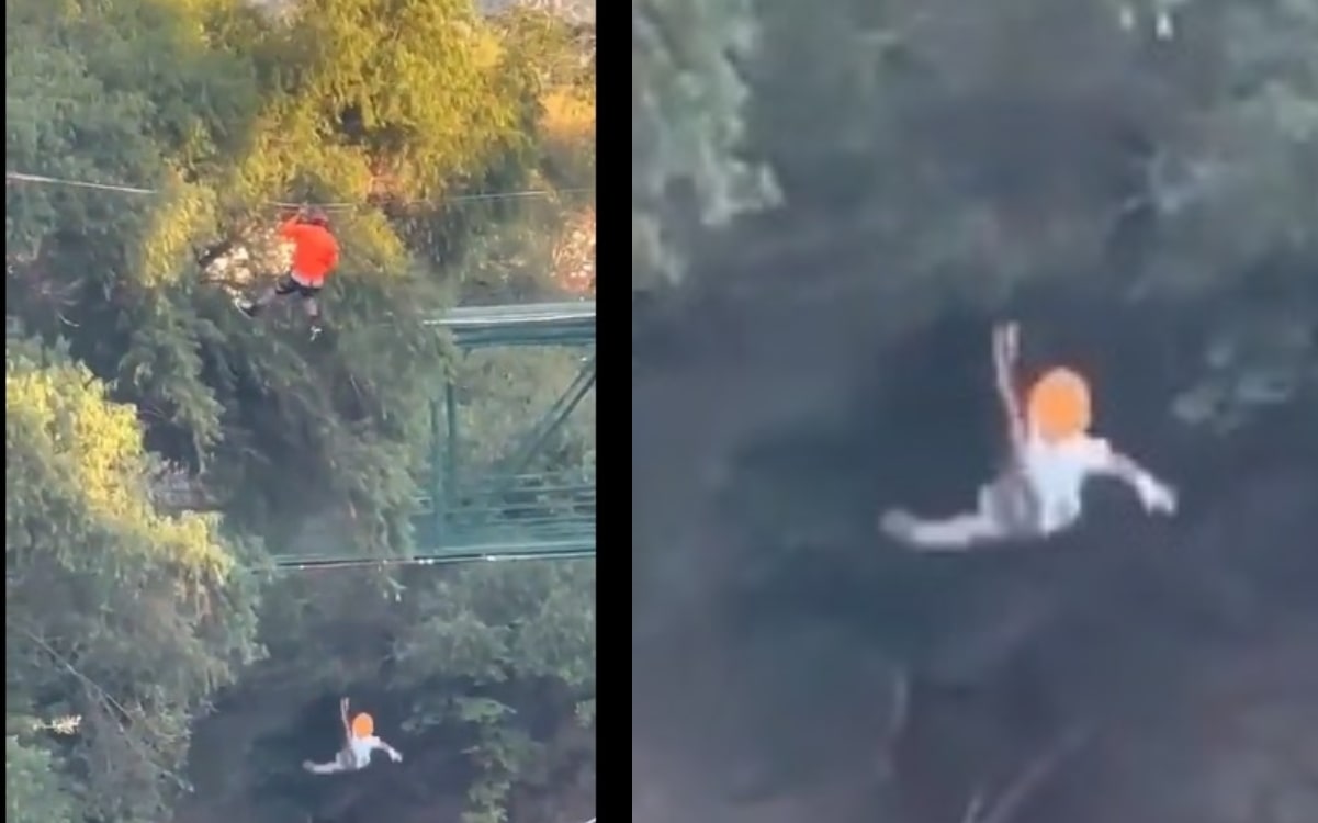 VIDEO: Arnés se rompe y niño cae de tirolesa en Parque Fundidora en Nuevo León