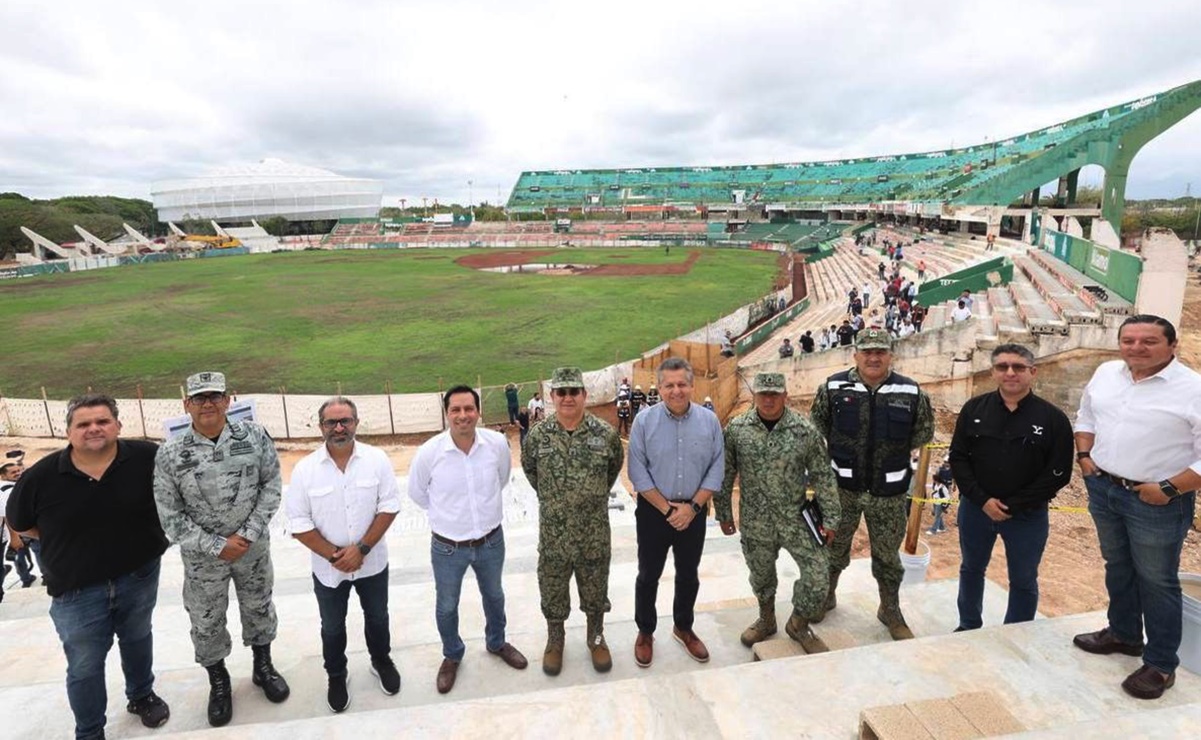 Así avanza la renovación del Estadio de Béisbol Kukulcán Álamo, bajo la ejecución de la Sedena