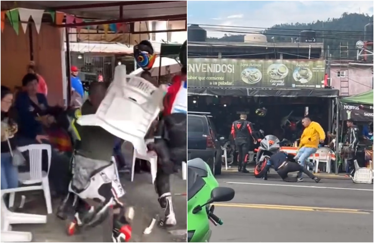 “¡No rompan las sillas, tan bien caras!”: Se arma campal de bikers en Tres Marías, VIDEOS