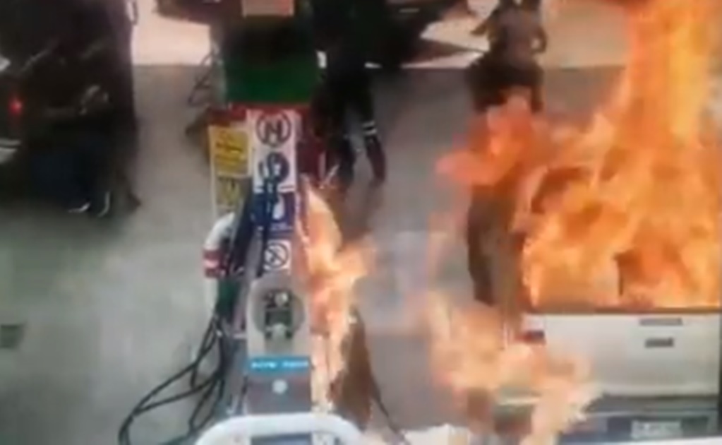 Video. Incendio de bidón en gasolinera deja dos lesionados en Querétaro