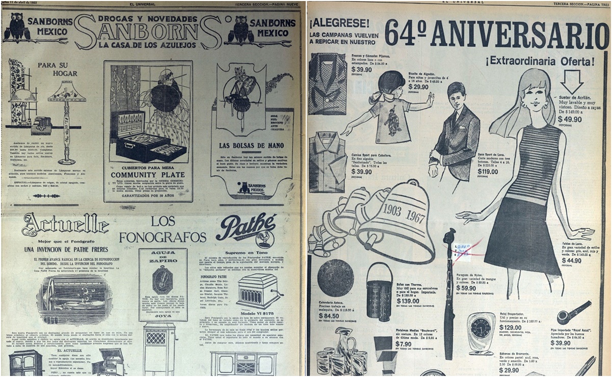 Anuncios de 1922, 1924... así se promocionaba Sanborns hace 100 años