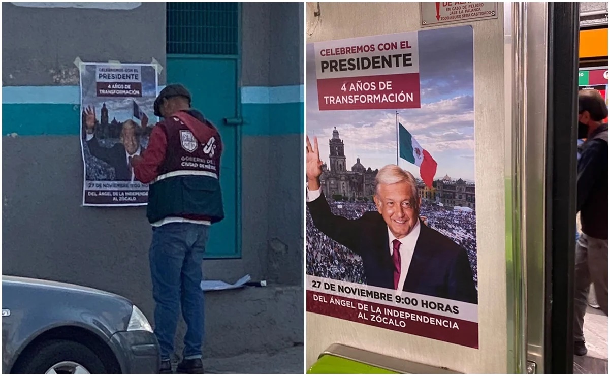 Además del Metro, Loret de Mola exhibe colocación de más propaganda para marcha de AMLO