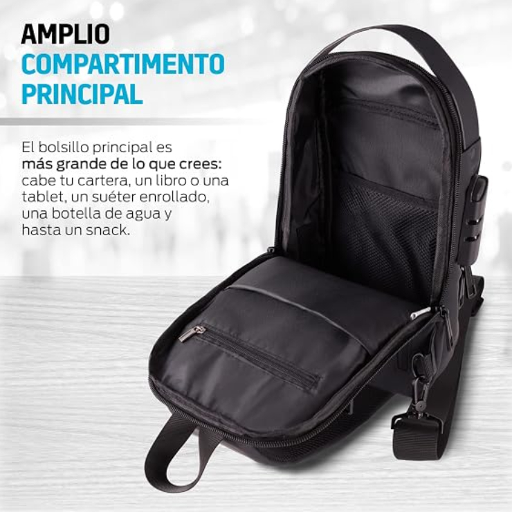 Detalle de candado de combinacion y puerto USB Redlemon