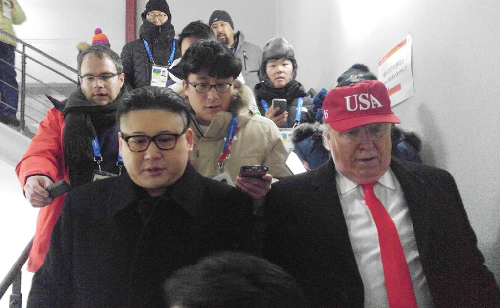 Dobles de Donald Trump y Kim Jong Un son expulsados de ceremonia en Pyeongchang