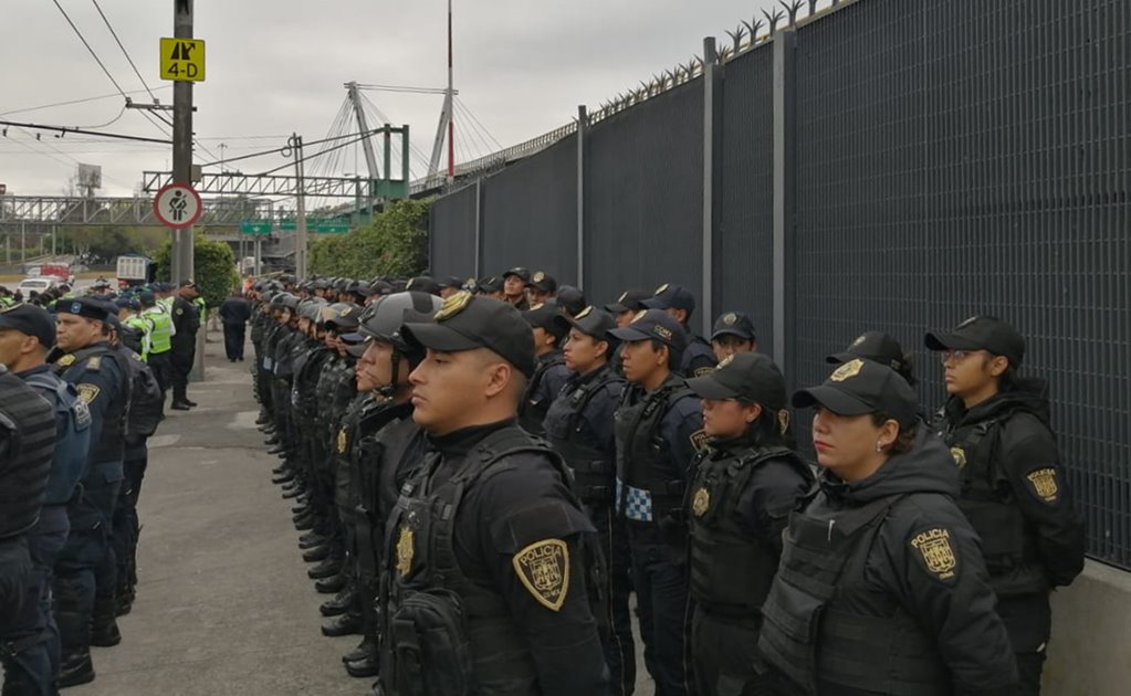 Despliegan a cerca de 500 agentes de SSC por protesta de policías federales en AICM