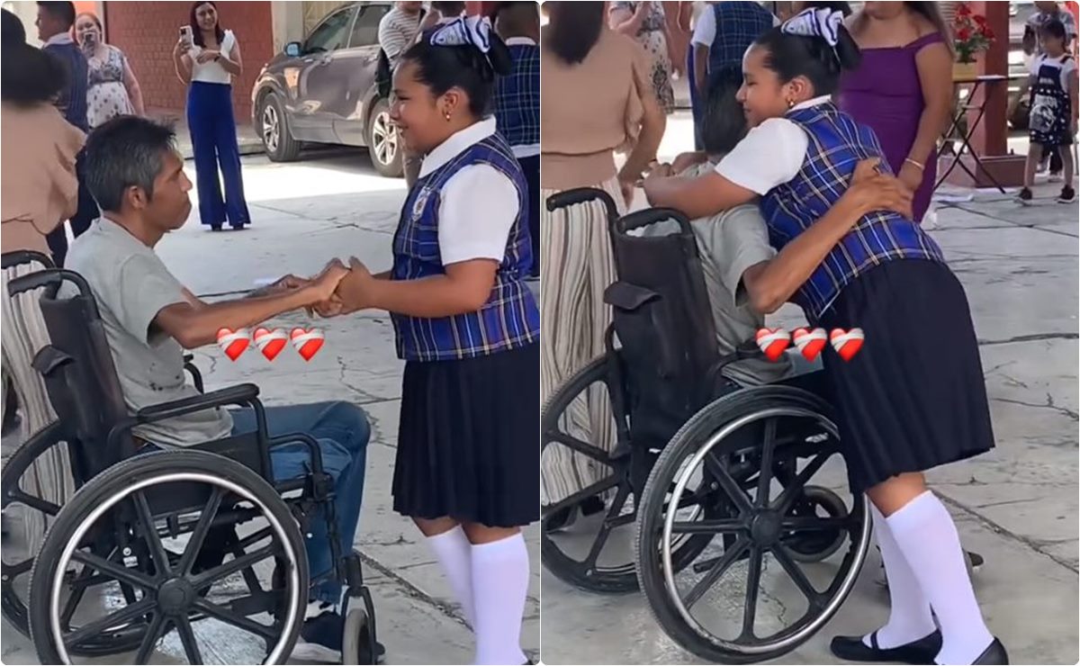 Papá en silla de ruedas baila con su hija en la escuela y conmueve en TikTok