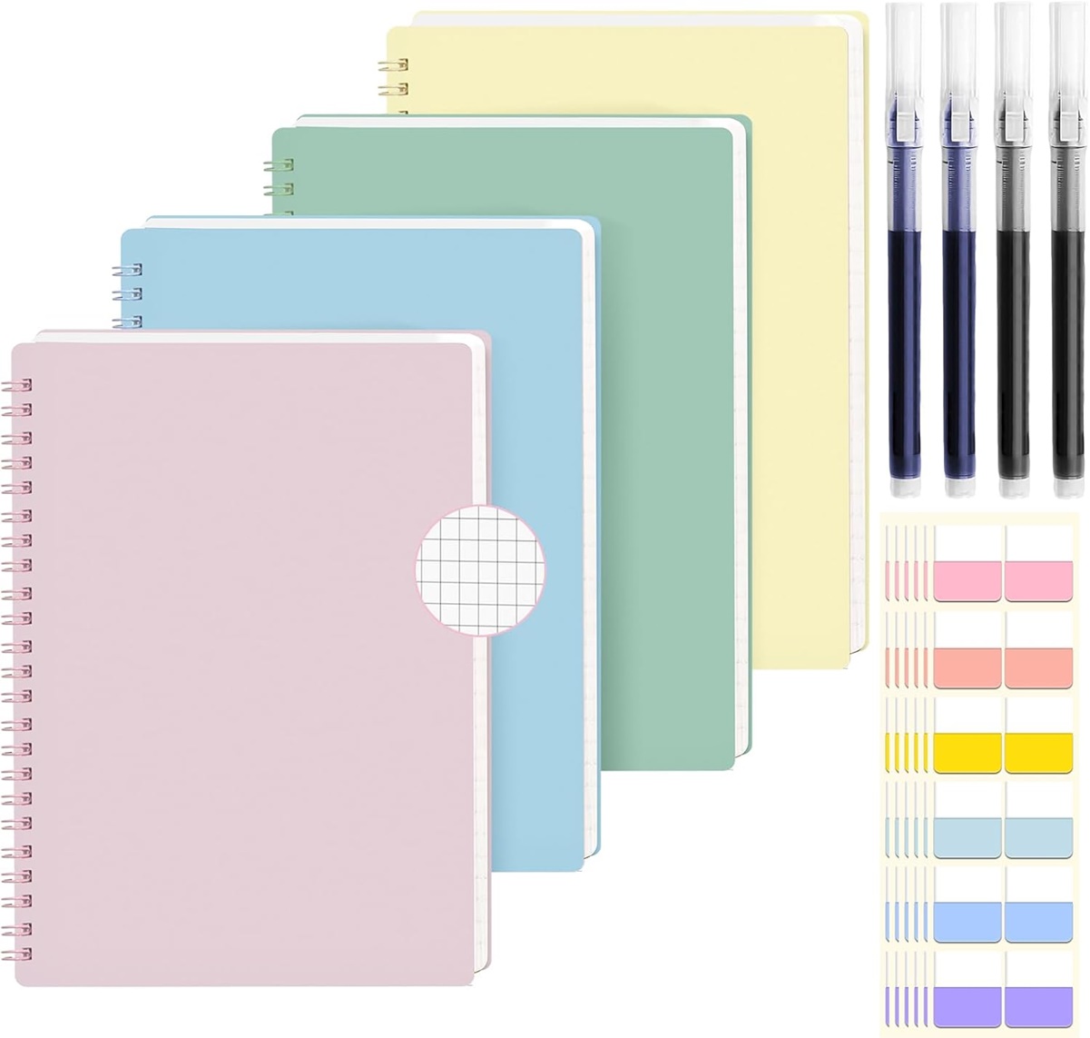 4 Pcs con 160 Hojas Cuadriculado Cuadernos De Espiral
