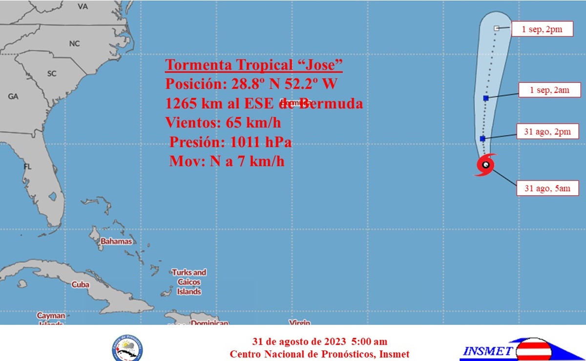 Tormenta tropical José se suma a un escenario activo en la cuenca atlántica