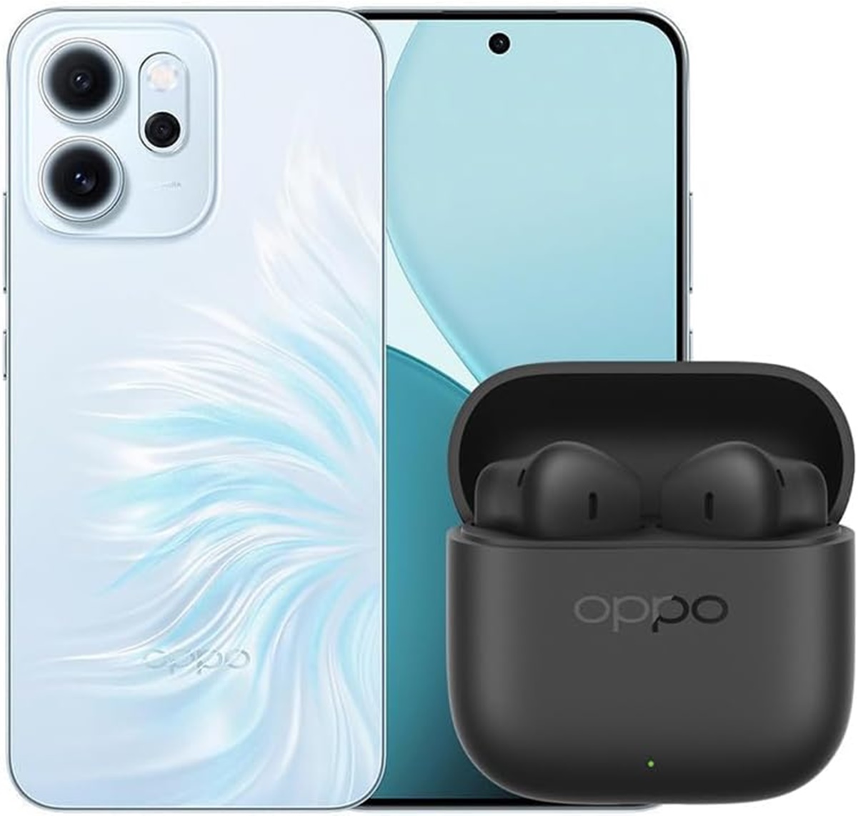 OPPO Reno14F con audífonos inalámabricos