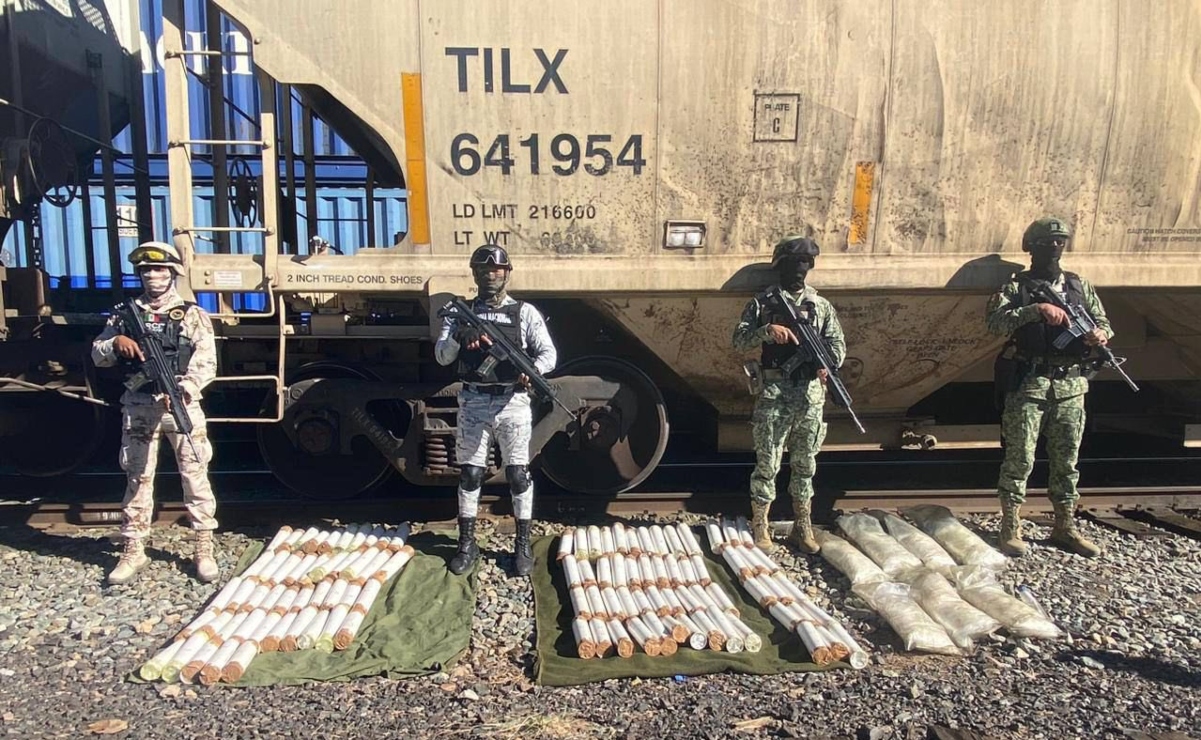 Aseguran 111.5 kilos de metanfetamina ocultos en vagones de ferrocarril en Sonora 