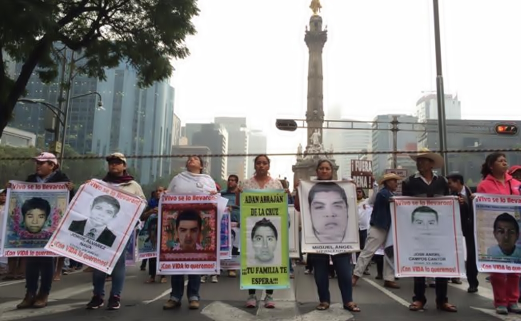 Parents of the Ayotzinapa 43 march in Mexico City