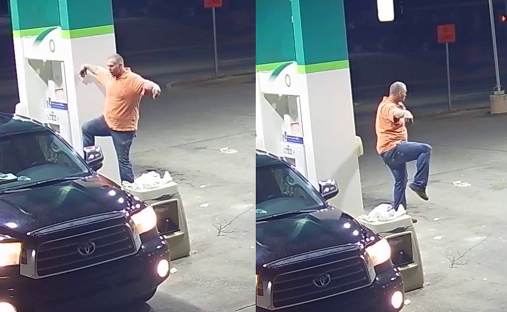Hombre roba al estilo "Karate Kid" en gasolinera de EU