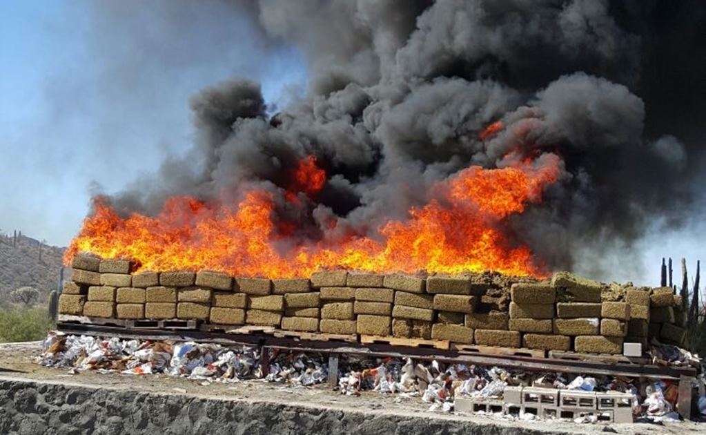 Incineran 9 toneladas de narcóticos en Sonora