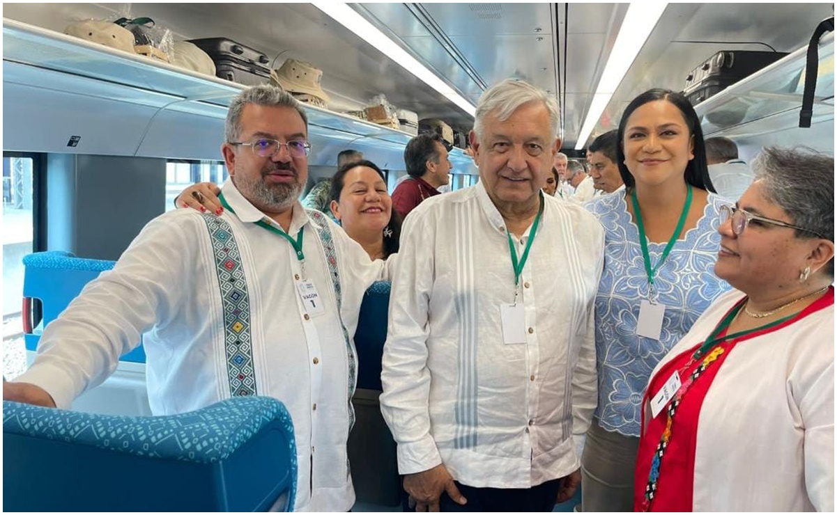 Tras 6 horas y media, convoy inaugural del Tren Maya, con AMLO e invitados, llega a Q. Roo