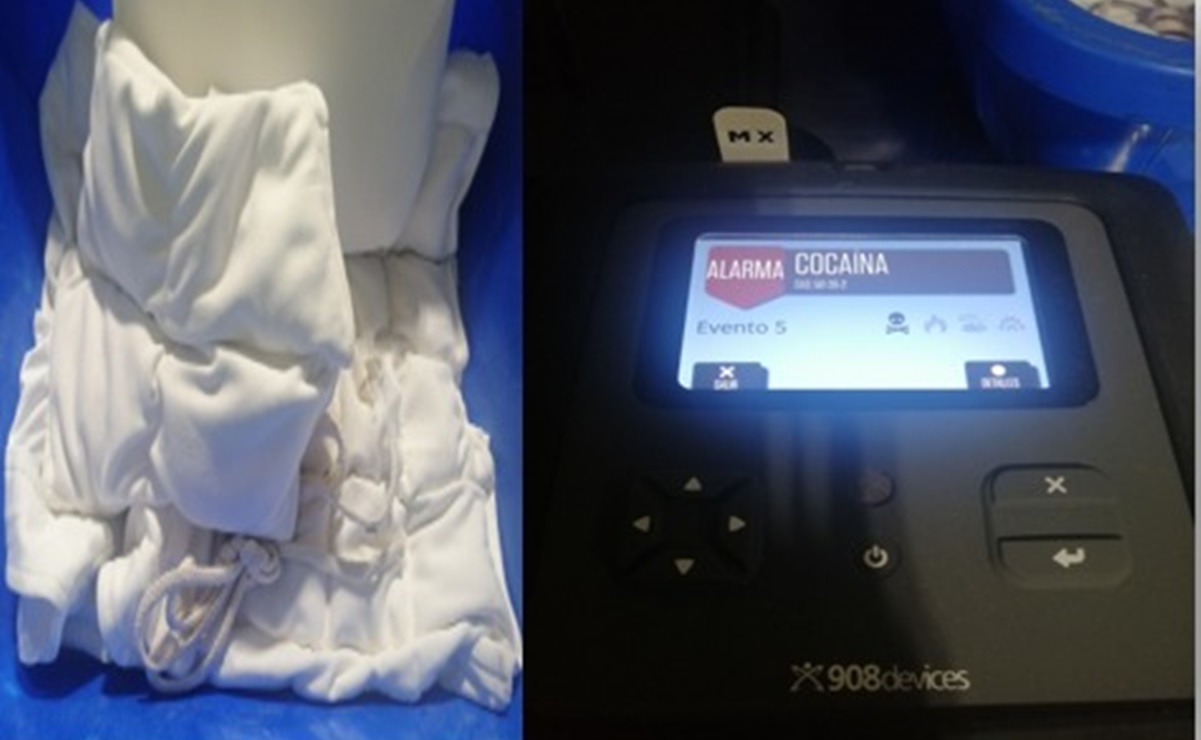 Descubren cocaína oculta en chalecos en la Aduana del AICM, provenientes de Colombia
