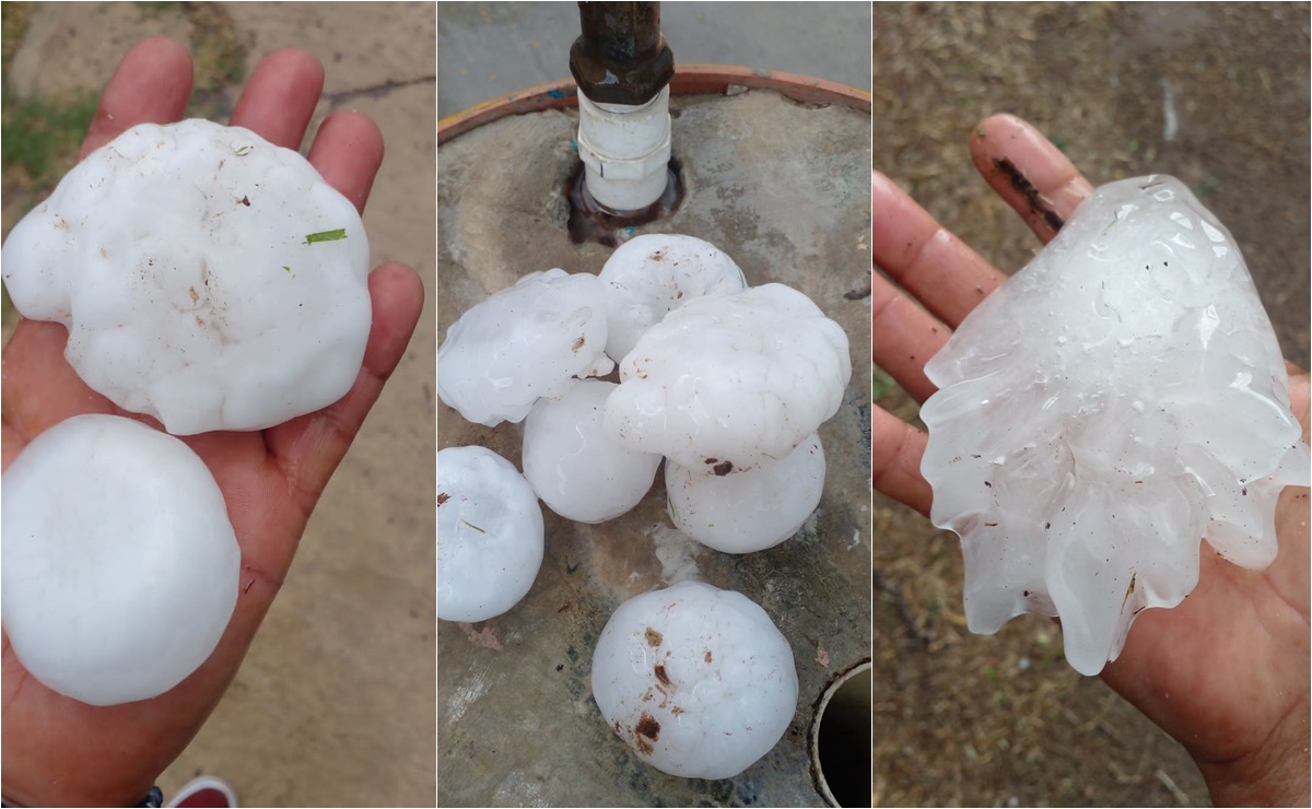 Caída de granizo golpea Anáhuac, Nuevo León; varios vehículos quedaron con los vidrios destrozados