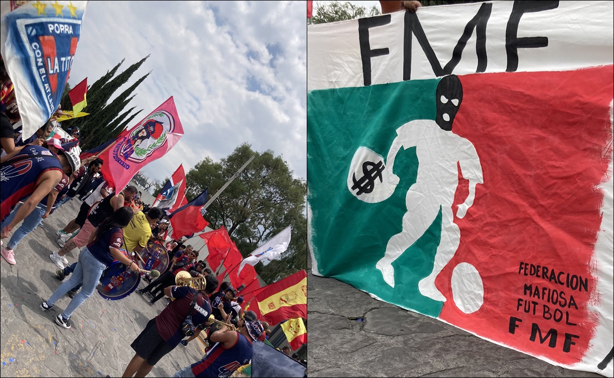 Barras bravas de la Liga de Expansión MX se unen para protestar en la Federación Mexicana: "¡Ascenso y descenso ya!"