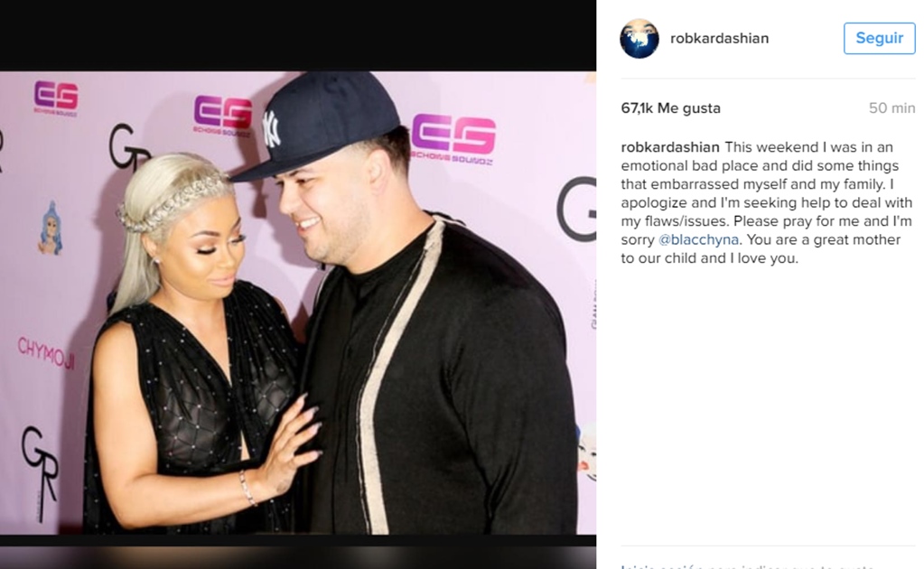 Rob Kardashian se disculpa con Blac Chyna