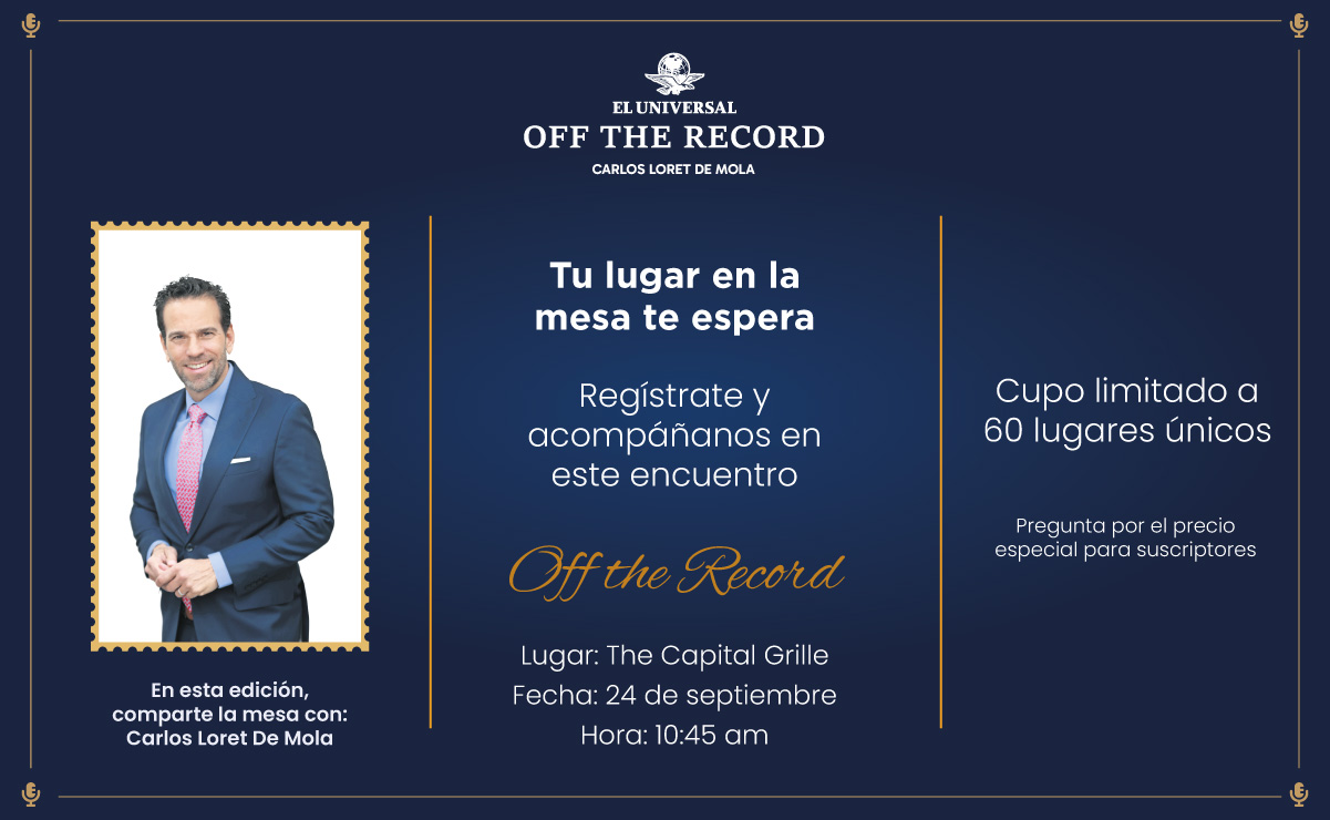EL UNIVERSAL te invita a un desayuno con Carlos Loret de Mola el jueves 24 de septiembre en The Capital Grille.  |  Imagen: especia