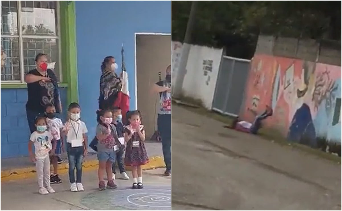 Niños "saludan" a la bandera, mientras otros se van de pinta; así fue el regreso a clases viral