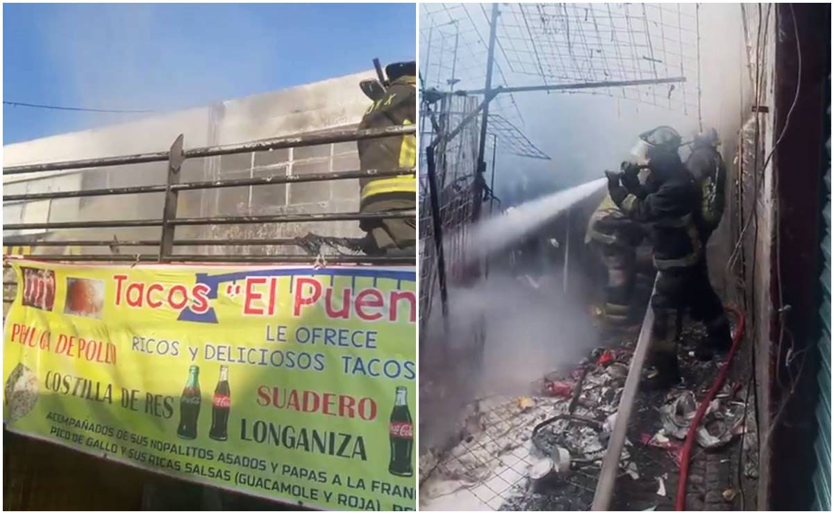 Incendio consume puesto semifijo donde almacenaban plásticos frente al Mercado de Sonora 