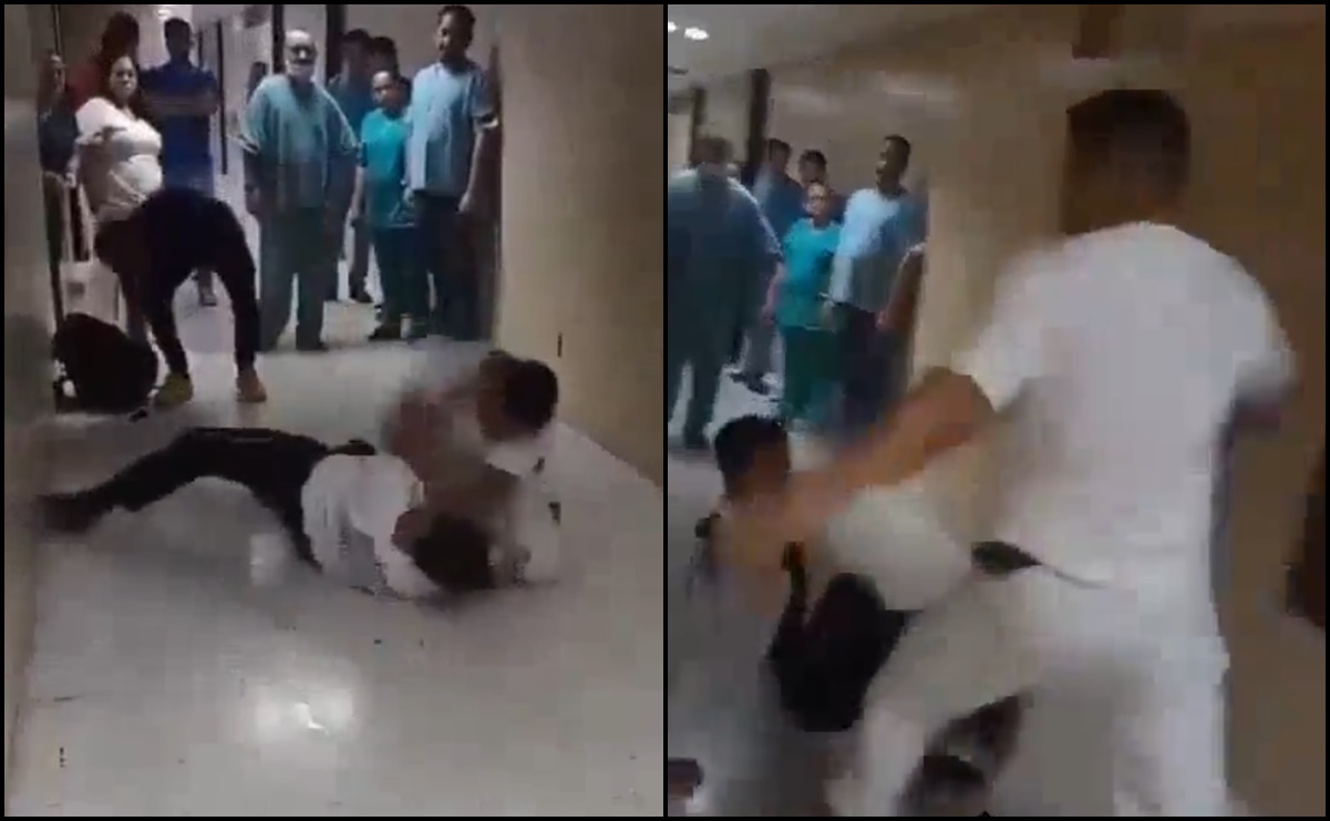 VIDEO: Enfermero golpea a guardia de seguridad en hospital del IMSS en Puebla