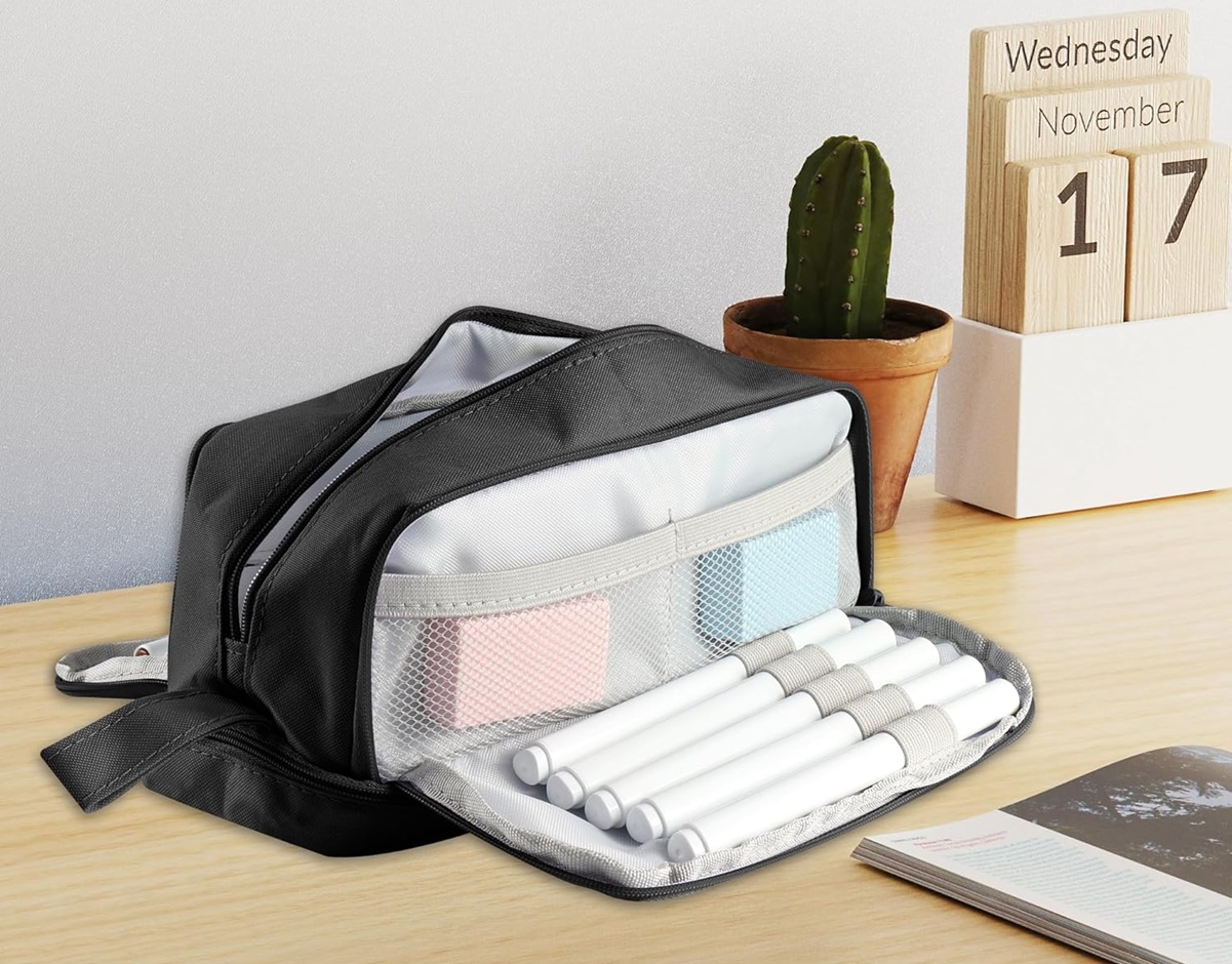 Estuche para lápices de gran capacidad con 4 compartimentos
