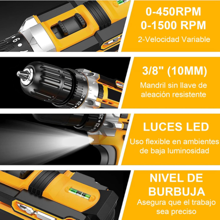 Diseño ergonómico y ligero del taladro de impacto de 21V