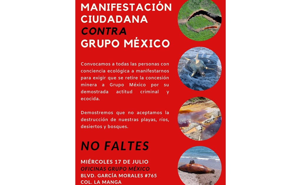 Convocan a manifestación en contra de Grupo México por derrame en Mar de Cortés