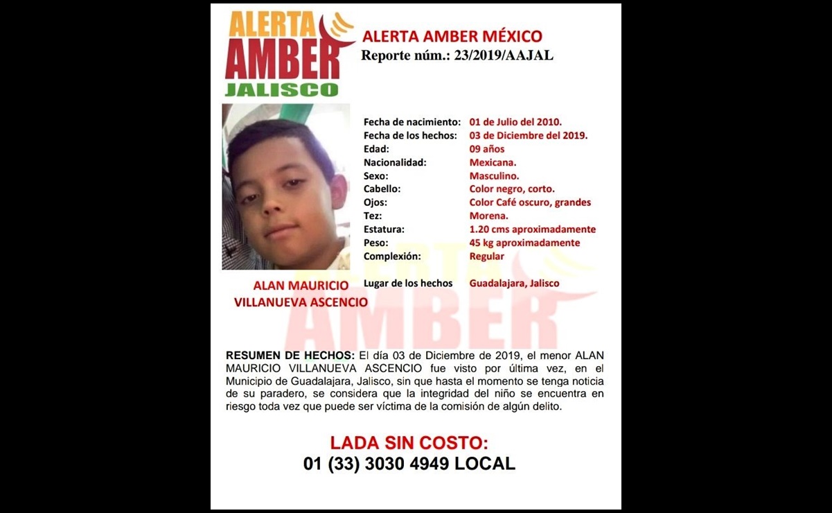 Activan Alerta Amber por Alan, niño de 9 años raptado en Jalisco