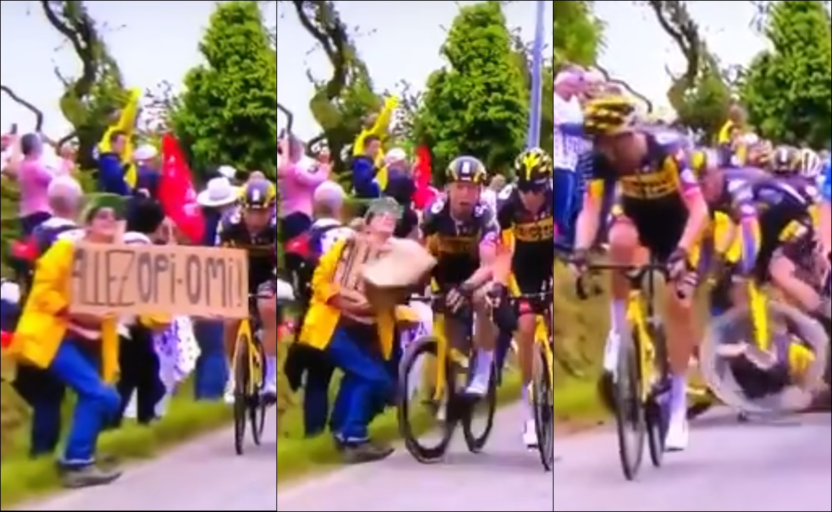 Aficionada distraída provocó una caída masiva de ciclistas en el Tour de Francia