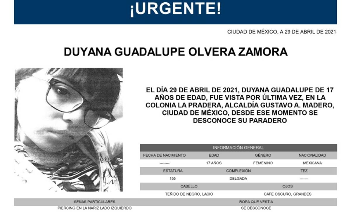 Activan Alerta Amber por Duyana Olvera, joven de 17 años desaparecida en la GAM 