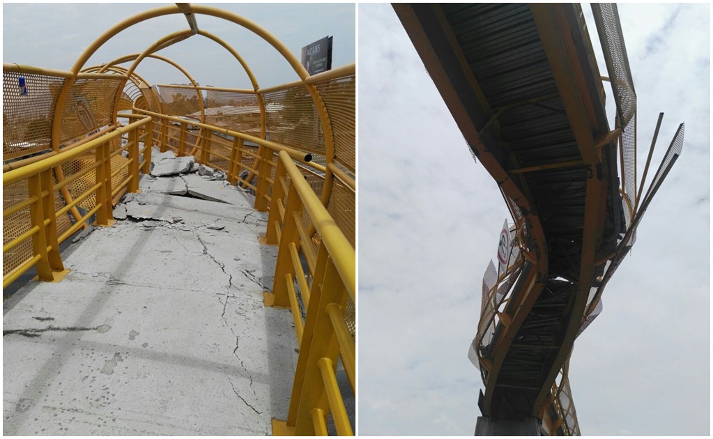 Puente dañado provoca cierre parcial en la México-Puebla