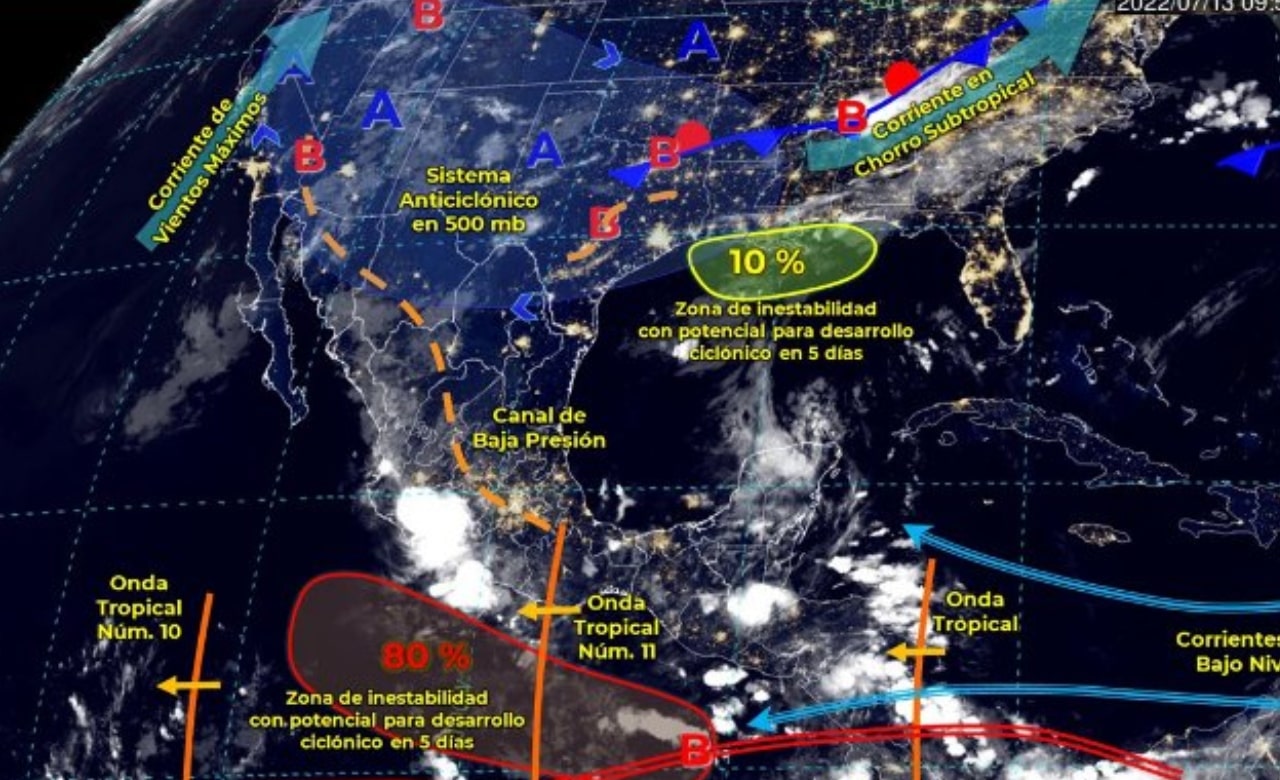 Onda tropical 11 provocará lluvias intensas en Chiapas, Oaxaca y Veracruz