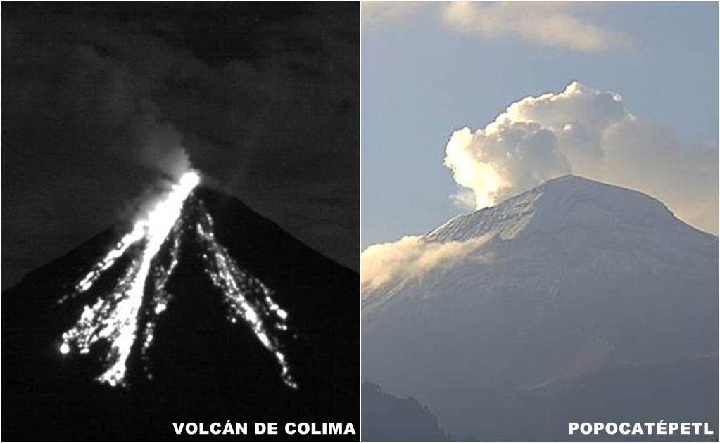 "Popo" y Volcán de Colima emiten grandes exhalaciones