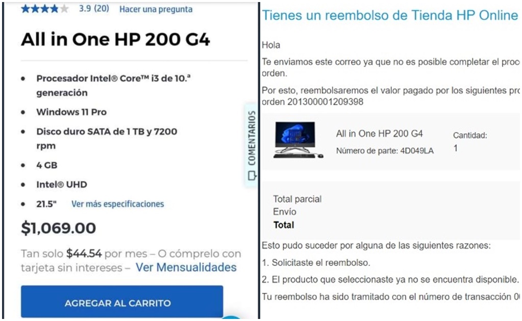 Suman 74 reclamos contra HP por cancelar compra de computadora en mil pesos: Profeco 