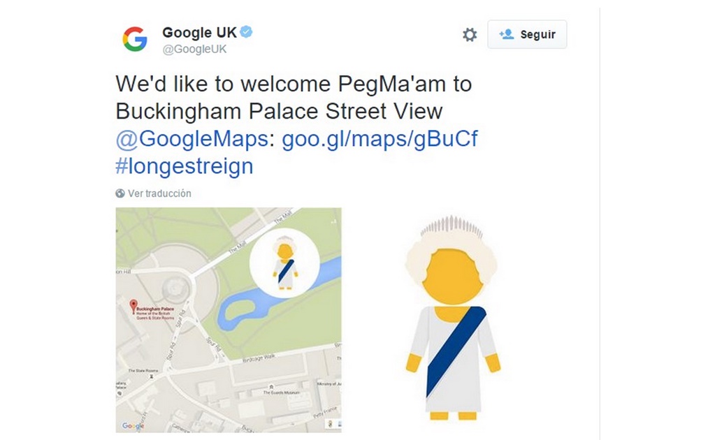Google Maps celebra récord en el trono de la reina Isabel II