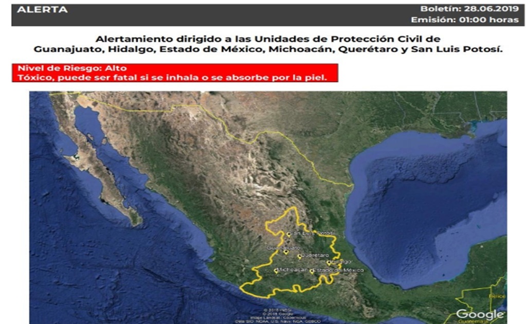 Alerta en 6 estados por robo de cilindro con gas cloro