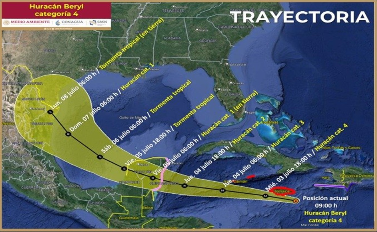 Huracán Beryl: Quintana Roo entra en Alerta Amarilla; peligro moderado ante el acercamiento del ciclón