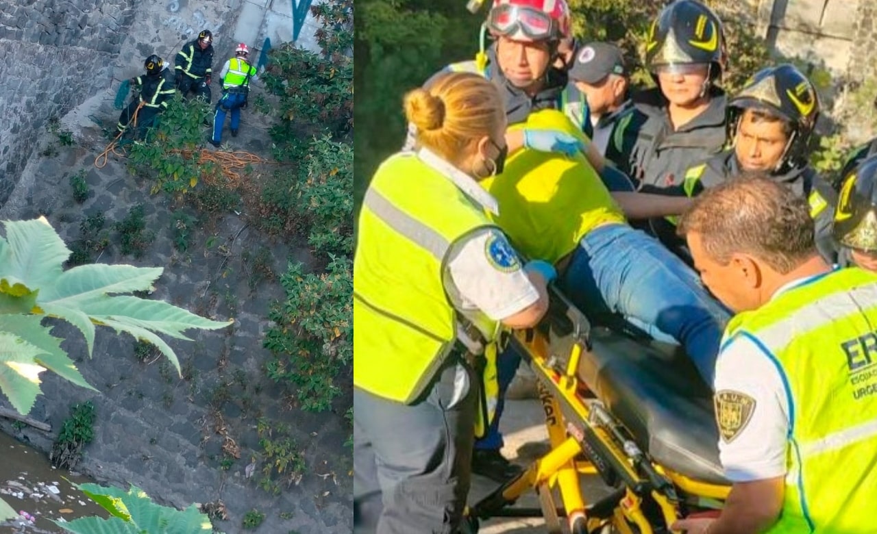 Joven en estado de ebriedad cae de una altura de 7 metros a canal de aguas negras en la Álvaro Obregón